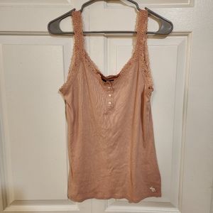 🌺A&F Dusty Baby Pink Classic Lace Ribbed Tank XL